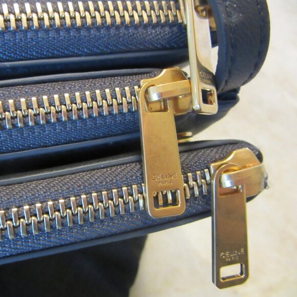 Celine Small Trio Crossbody/Shoulder Bag in Dark Grey & Gold Hardware EUC - Picture 8 of 16